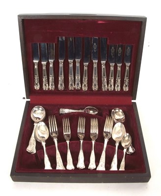 Lot 405 - A canteen of Sheffield plated Kings pattern...