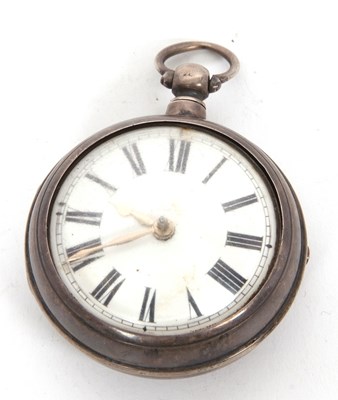 Lot 411 - A silver fusee pocket watch with a silver pair...