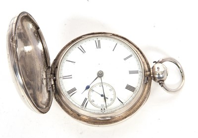 Lot 276 - A silver cased Hunter pocket watch, key wound...