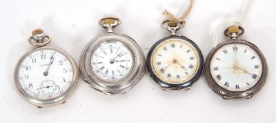 Lot 419 - Mixed Lot: White metal fob watches, each...