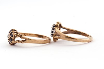 Lot 102 - Two 9ct sapphire and diamond rings: to include...
