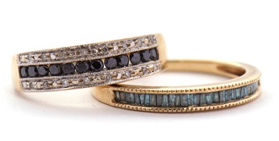 Lot 92 - Two 9ct diamond rings: to include a 9ct black...