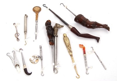 Lot 294 - Group of novelty button hooks including a...