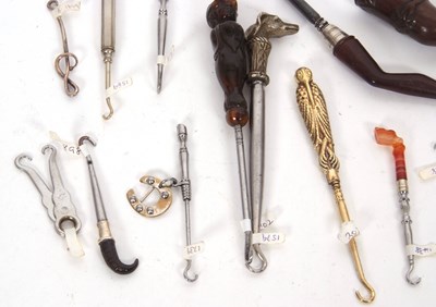 Lot 294 - Group of novelty button hooks including a...