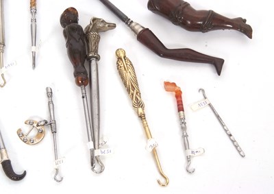 Lot 294 - Group of novelty button hooks including a...