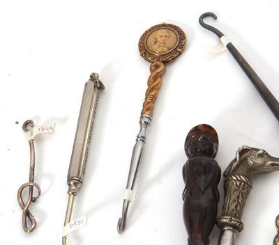 Lot 294 - Group of novelty button hooks including a...