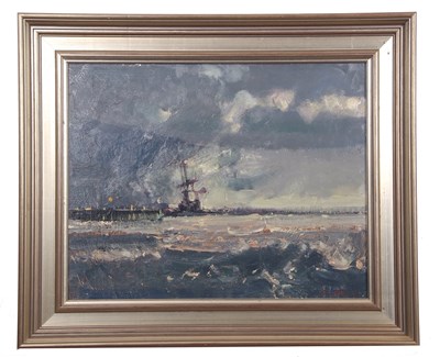 Lot 716 - Geoffrey Chatten (b.1938) 'The Pier head', oil...