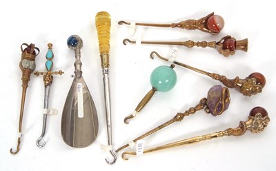 Lot 296 - Group of ten novelty button hooks, two figural...