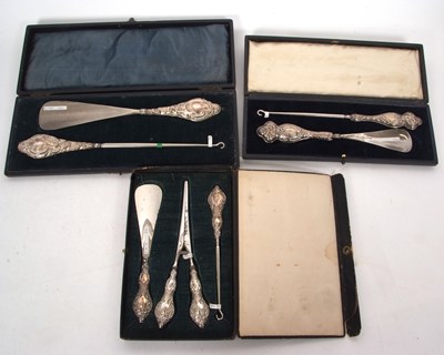 Lot 332 - Mixed Lot:  A cased Edwardian silver long...