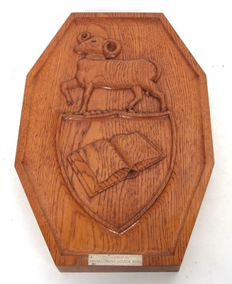 Lot 375 - Vintage hand carved presentation oak plaque...