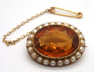 Lot 98 - A late 19th century citrine and split pearl...