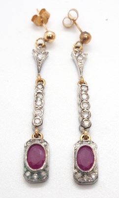 Lot 93 - A pair of Art Deco style ruby and diamond...