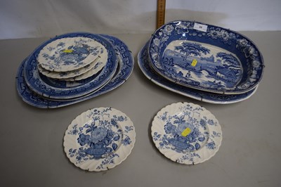 Lot 26 - Mixed Lot: Small blue and white meat plates...