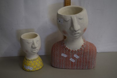 Lot 36 - A pair of contemporary vases formed as heads