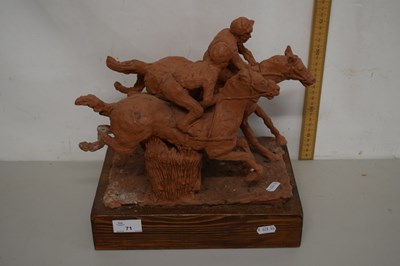 Lot 71 - Terracotta Model of two racehorses set on a...