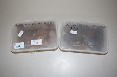 Lot 8 - Two boxes of British pennies and half pennies