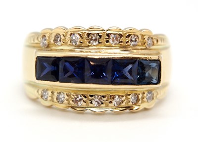 Lot 53 - A sapphire and diamond ring, the 10.5mm band...