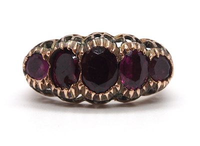 Lot 71 - An adapted 19th century garnet ring, the five...