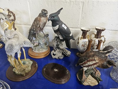 Lot 37 - Group of modern resin and porcelain bird...