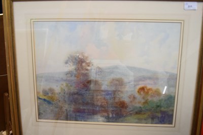 Lot 311 - H Carter, signed watercolour, Misty river...