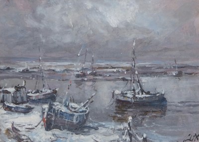 Lot 712 - Jack Cox (1914-2007), Fishing boats at Wells...