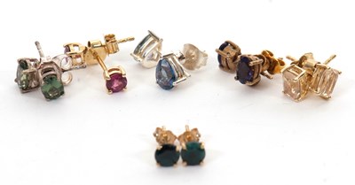 Lot 389 - Six pairs of gemset earstuds: to include a...