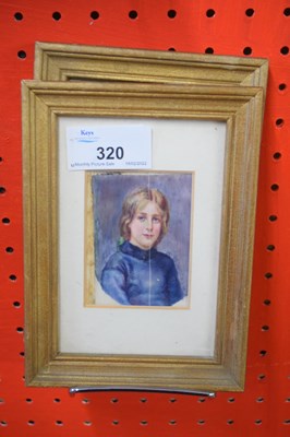 Lot 320 - Framed pair of watercolour portrait miniatures...