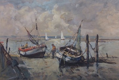 Lot 684 - Jack Cox (1914-2007), Fishermen attend to...