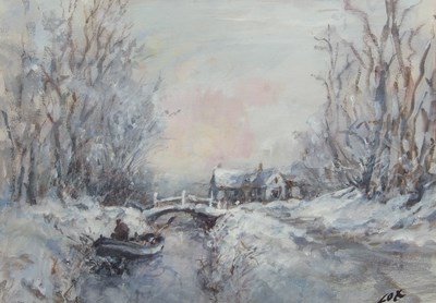 Lot 707 - Jack Cox (1914-2007), Winter landscape with a...