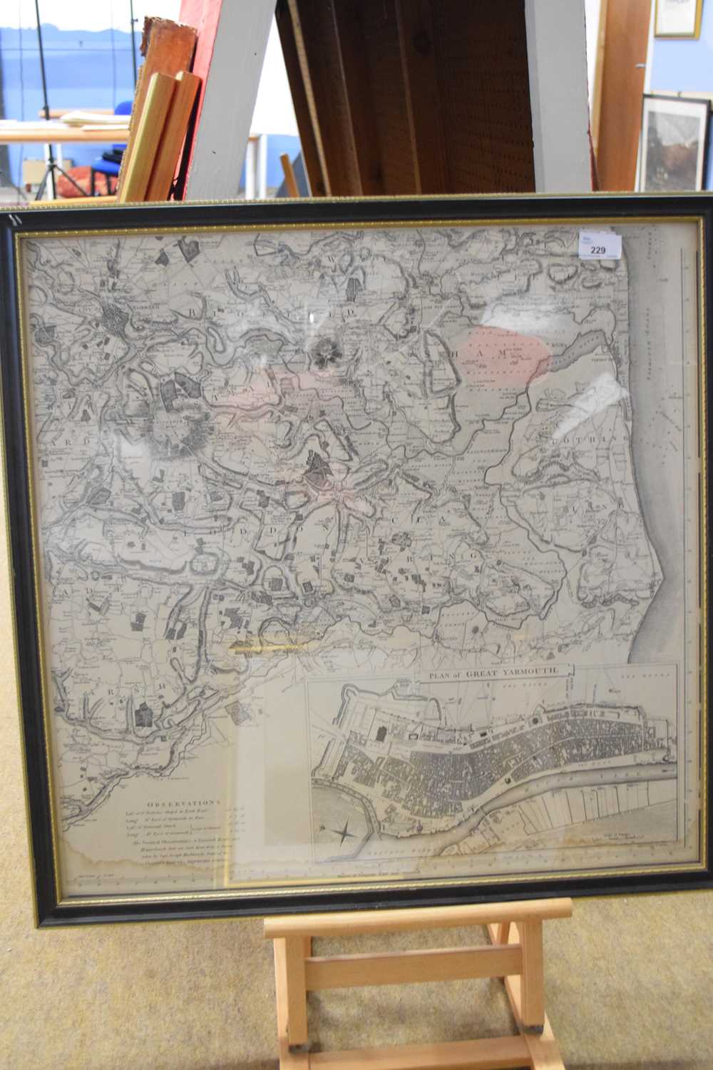 Lot 229 - Engraved map of Great Yarmouth and surrounding...