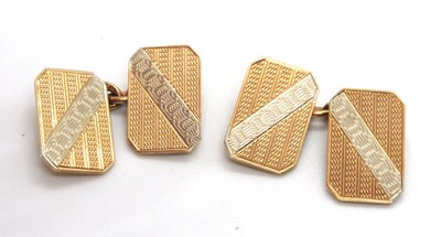 Lot 146 - A pair of 9ct cufflinks, the rectangular...