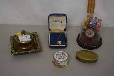 Lot 78 - Mixed Lot: Brass inkwell, Aynsley floral stick...