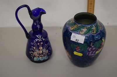 Lot 82 - A Losol ware vase plus a further blue glass jug