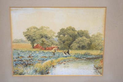 Lot 246 - Miller Smith, River landscape with figures,...