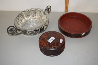 Lot 178 - Mixed Lot: A glass bowl with metal mounts and...