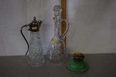 Lot 180 - Mixed Lot: Two decanters and a glass inkwell