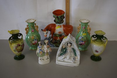 Lot 181 - Mixed Lot: Various vases, Staffordshire cow...