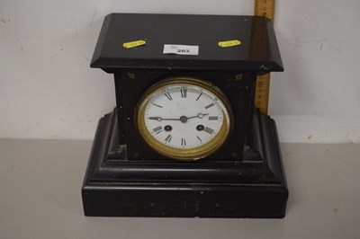 Lot 203 - Victorian black slate cased mantel clock