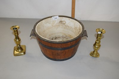 Lot 216 - An oak framed and metal bound jardiniere...