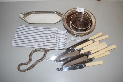 Lot 246 - Mixed Lot: Silver plated coasters, cutlery etc