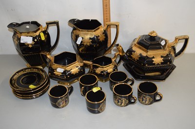 Lot 248 - Mixed Lot: Victorian black and gilt decorated...