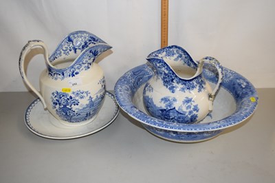 Lot 252 - Victorian blue and white wash bowl together...