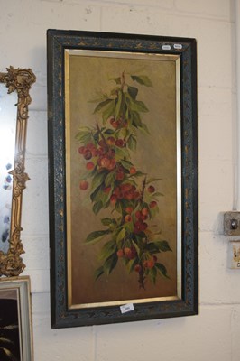 Lot 282 - Oil on canvas, A.Ritchie, study of cherries,...