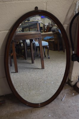 Lot 290 - Early 20th Century oval bevelled wall mirror...