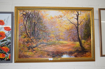 Lot 301 - S W Harrington, study of Epping Forest, oil on...