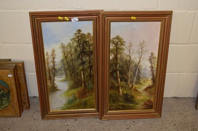 Lot 320 - A.Stone, two studies of woodland scenes, oil...