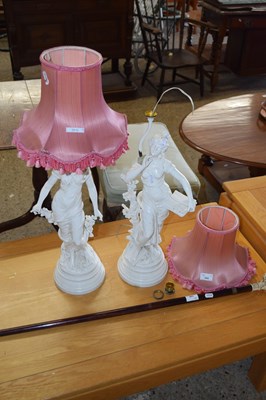 Lot 345 - A pair of white painted Spelter figural table...