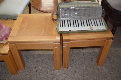 Lot 347 - Pair of modern oak lamp tables