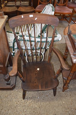 Lot 378 - Late Victorian elm seated kitchen chair