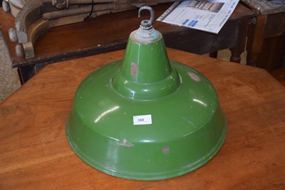 Lot 388 - Green enamel finish industrial light fitting